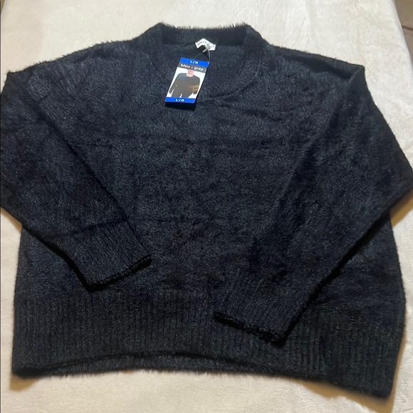 NWT Women’s Bleu Gray Ultra Soft Fuzzy Black Crew Neck Sweater sz L - Picture 5 of 9